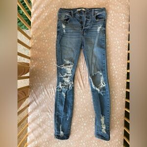 eunina Distressed Denim Skinny Jeans - Medium Blue